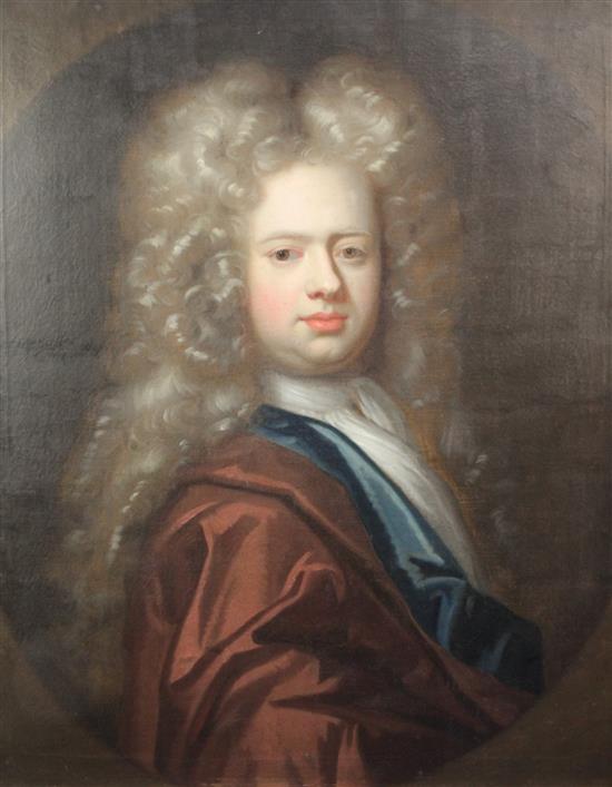 After Sir Godfrey Kneller Portrait of St Thomas Pope Palonet, OBN 1731 30 x 25in.